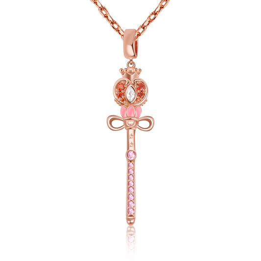 Gnoce "Triumph over Evil"  Sailor Moon Wand Necklace Sterling Silver 18k Rose Gold Plated Adjustable Chain_1
