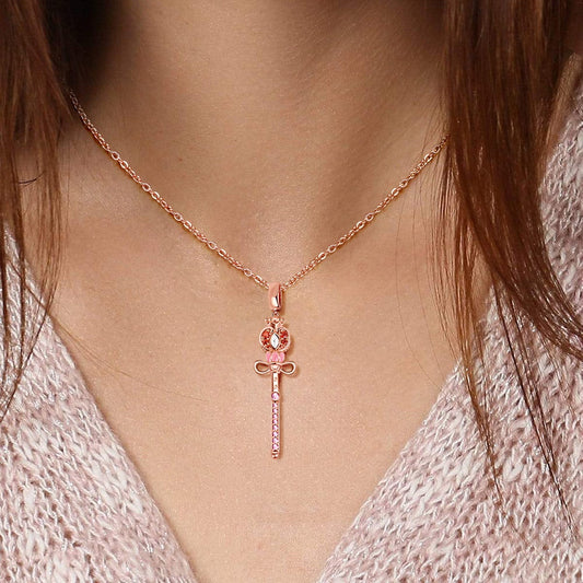 Gnoce "Triumph over Evil"  Sailor Moon Wand Necklace Sterling Silver 18k Rose Gold Plated Adjustable Chain_3