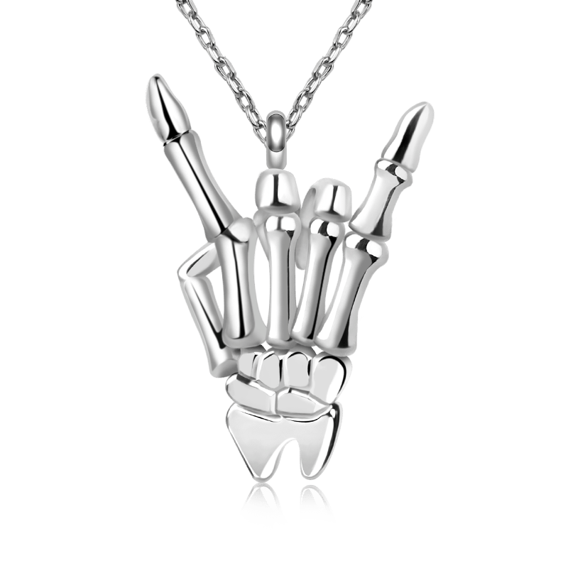 Gnoce "Rock And Roll" 925 Sterling Silver I Love Rock Pendant Necklace For Rock Music Fans_1