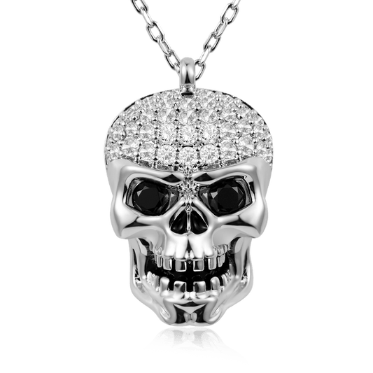 Gnoce Skull Stones Necklace Platinum-plated Silver Blend_1