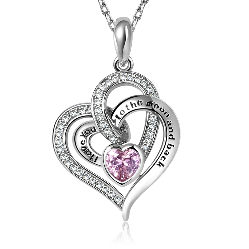 Sparkling "Endless Love" Hearts Pendant Necklace S925 Sterling Siver_1