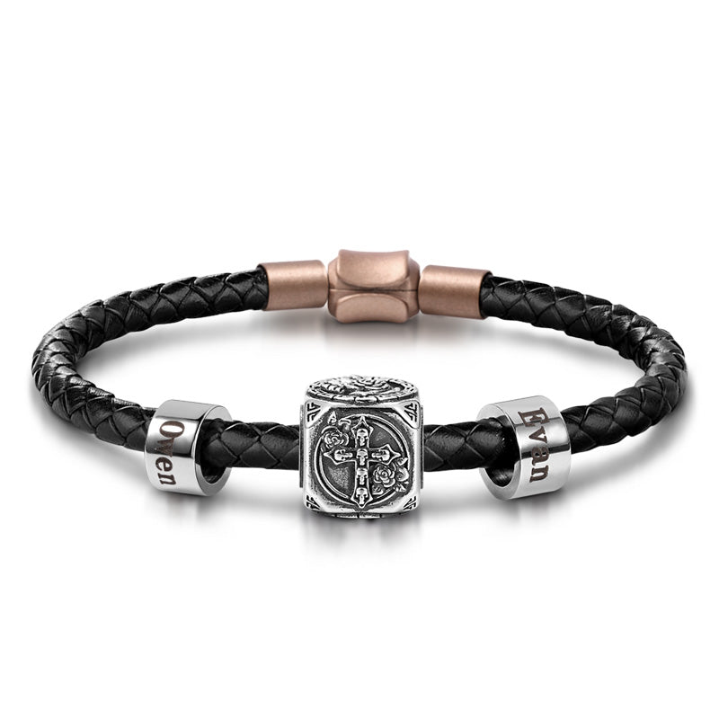 Gnoce Rose Skull Cross & Customized Charm Platinum-plated Silver Blend_1