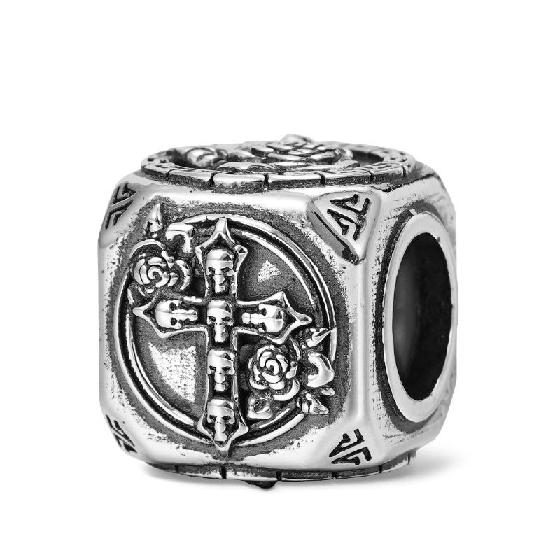 Gnoce Rose Skull Cross & Customized Charm Platinum-plated Silver Blend_2