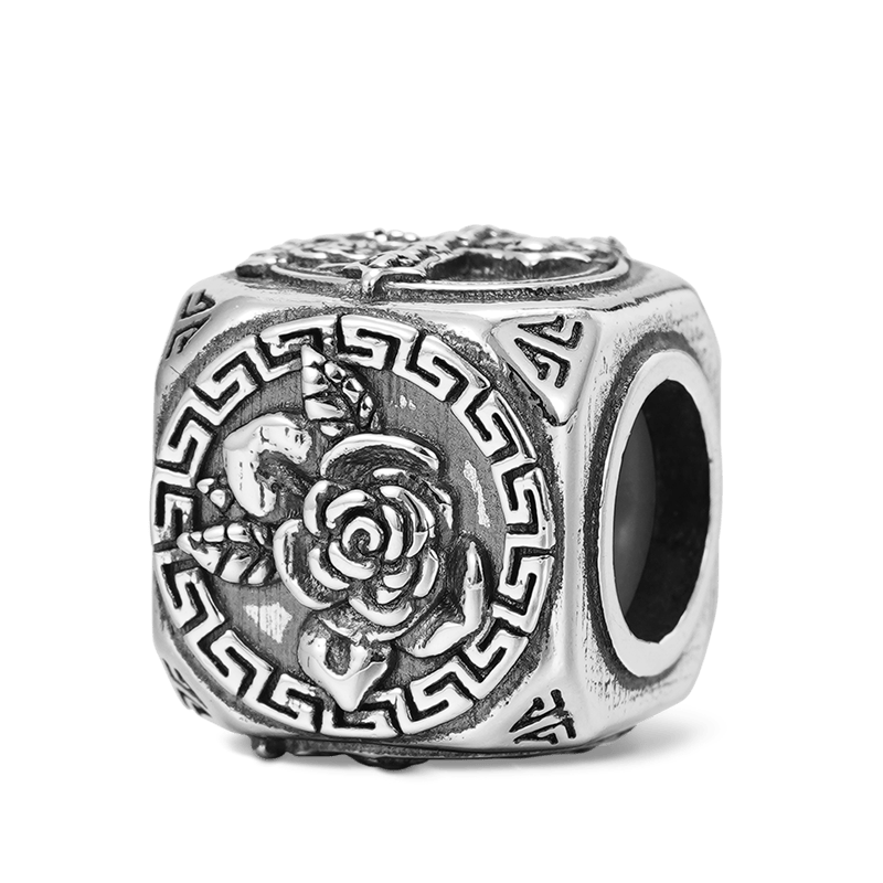 Gnoce Rose Skull Cross & Customized Charm Platinum-plated Silver Blend_3