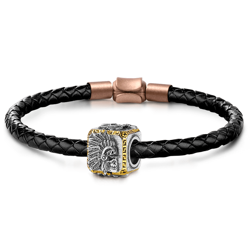 Gnoce Indian Skull Men's Vintage Charm Platinum-plated Silver Blend_1