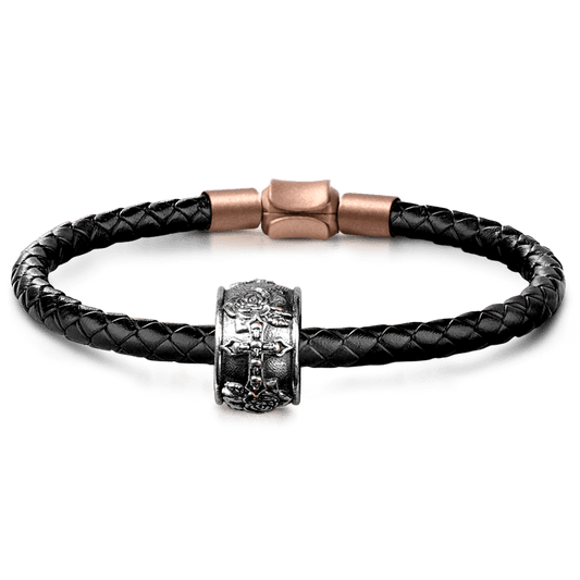 Gnoce Skull Cross & Rose Men's Charm Platinum-plated Silver Blend_1