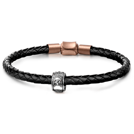 Gnoce Indian Chief Skull Men's Vintage Charm Platinum-plated Silver Blend_1