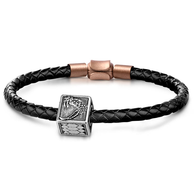 Gnoce Snake Square Men's Vintage Charm Platinum-plated Silver Blend_1