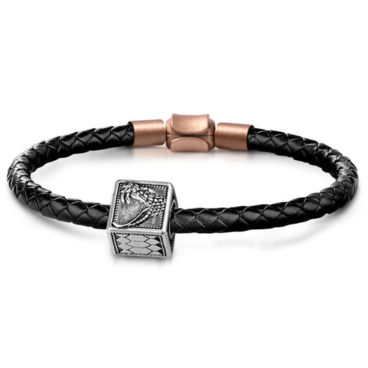 Gnoce Snake Square Men's Vintage Charm Platinum-plated Silver Blend_1