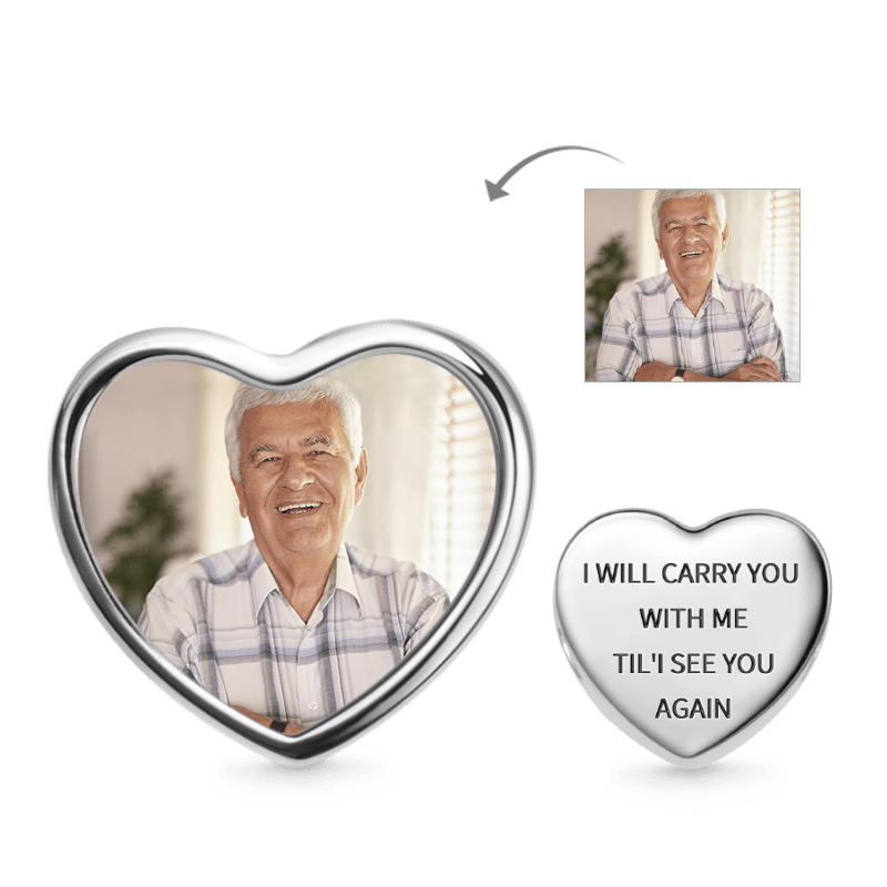 "Accompany You Forever" Personalized Photo Charm Bead 925 Sterling Silver_1