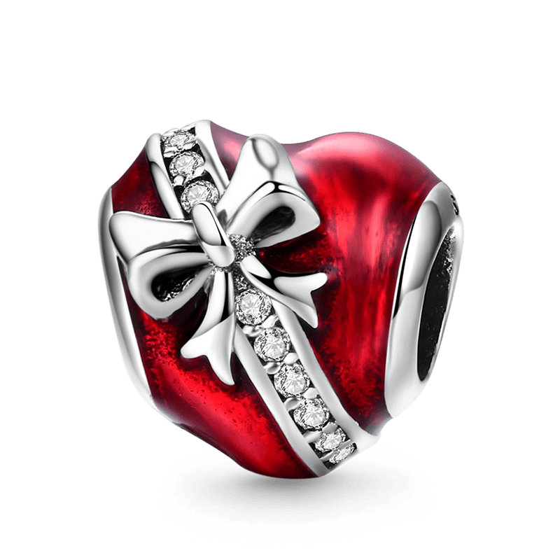 Red Heart Gift Charm Bead 925 Sterling Silver with Enamels_1