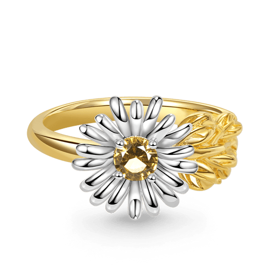 Gnoce Adjustable Open Daisy Flower Ring_1