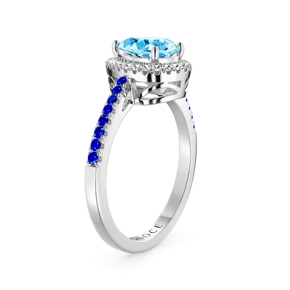 Gnoce Sparkling Blue Teardrop Promise Ring Platinum-plated Silver Blend_2