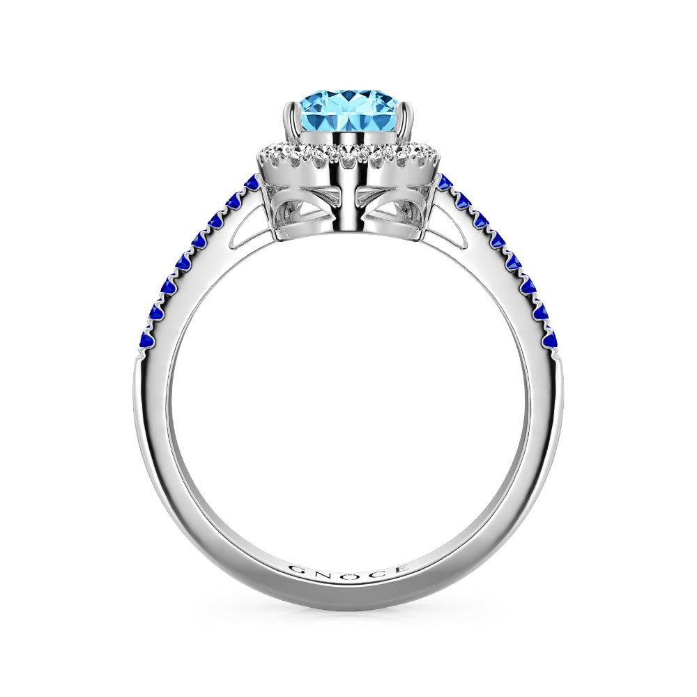 Gnoce Sparkling Blue Teardrop Promise Ring Platinum-plated Silver Blend_3
