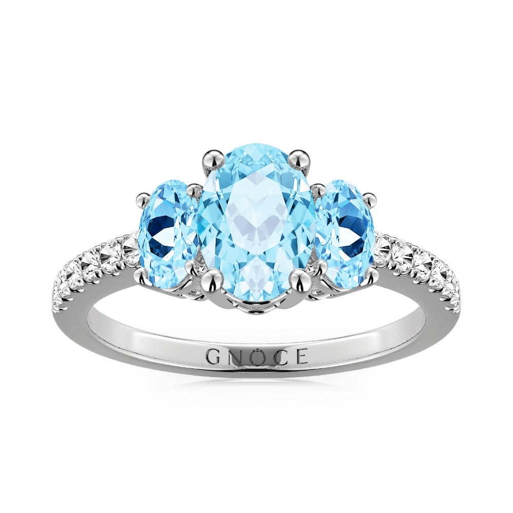 Gnoce Sky Blue Three-Stone Engagement Ring Platinum-plated Silver Blend_1