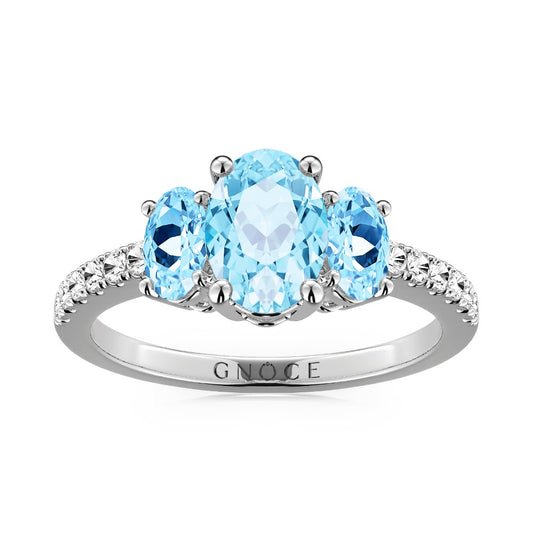 Gnoce Sky Blue Three-Stone Engagement Ring Platinum-plated Silver Blend_1
