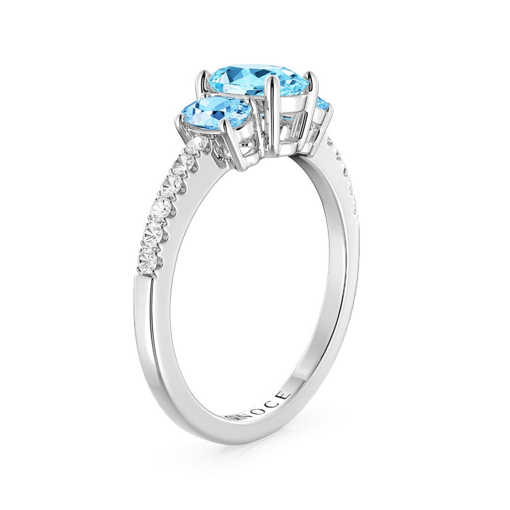 Gnoce Sky Blue Three-Stone Engagement Ring Platinum-plated Silver Blend_2