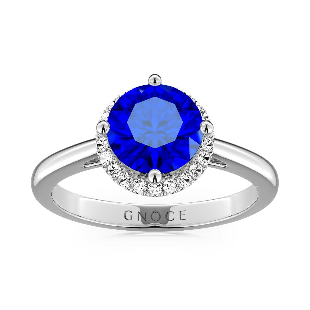 Gnoce Sparkling Royal Blue Round-Cut Promise Ring Platinum-plated Silver Blend_1