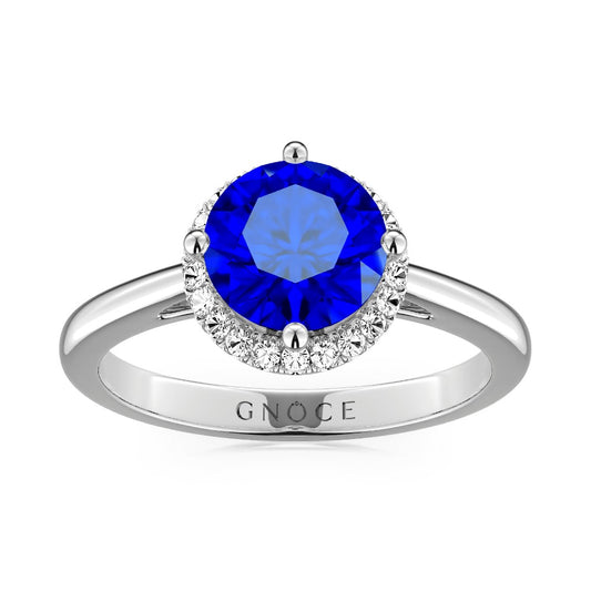 Gnoce Sparkling Royal Blue Round-Cut Promise Ring Platinum-plated Silver Blend_1