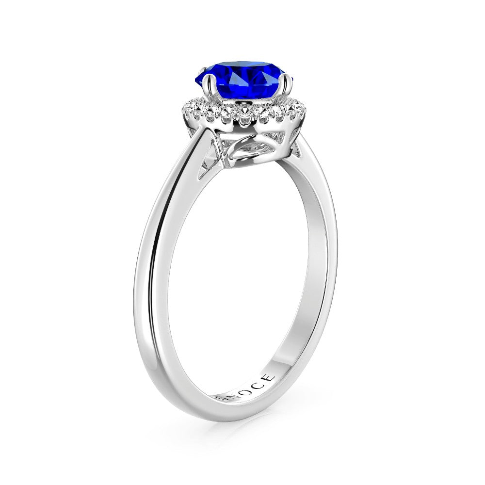 Gnoce Sparkling Royal Blue Round-Cut Promise Ring Platinum-plated Silver Blend_2