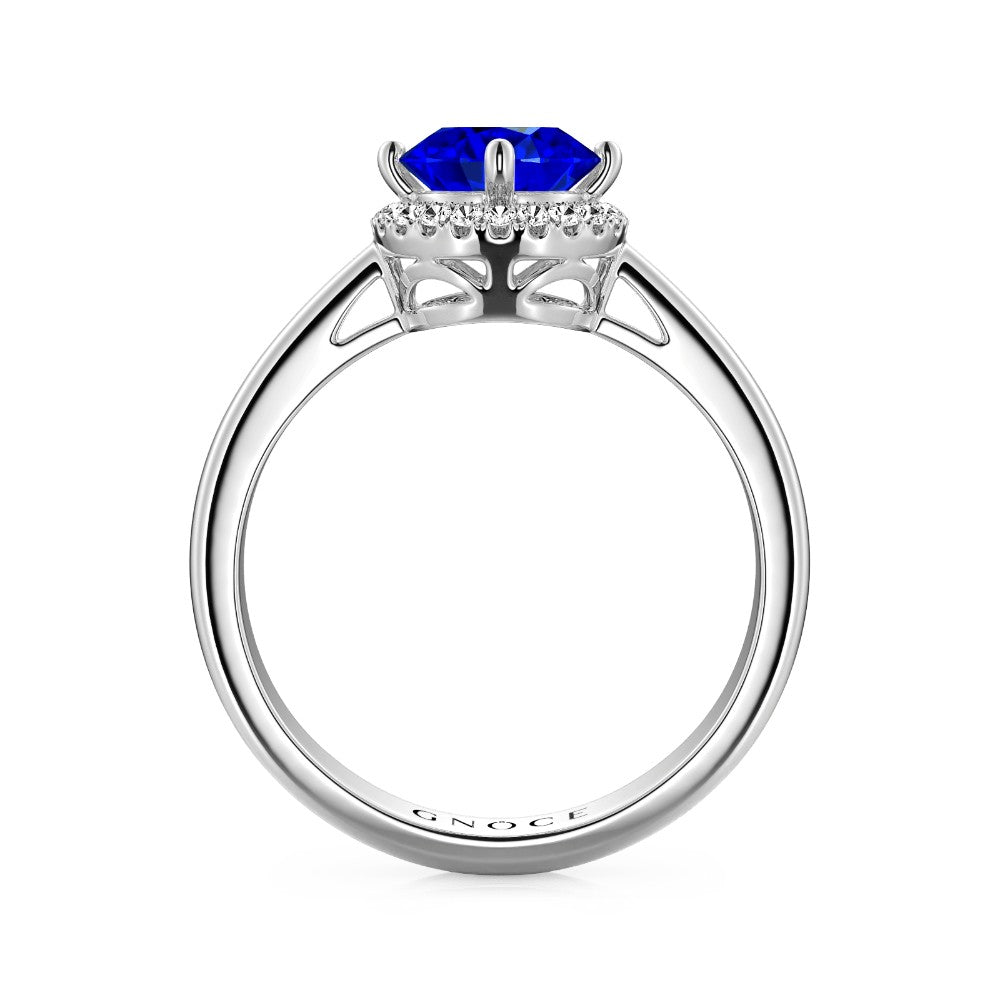 Gnoce Sparkling Royal Blue Round-Cut Promise Ring Platinum-plated Silver Blend_3