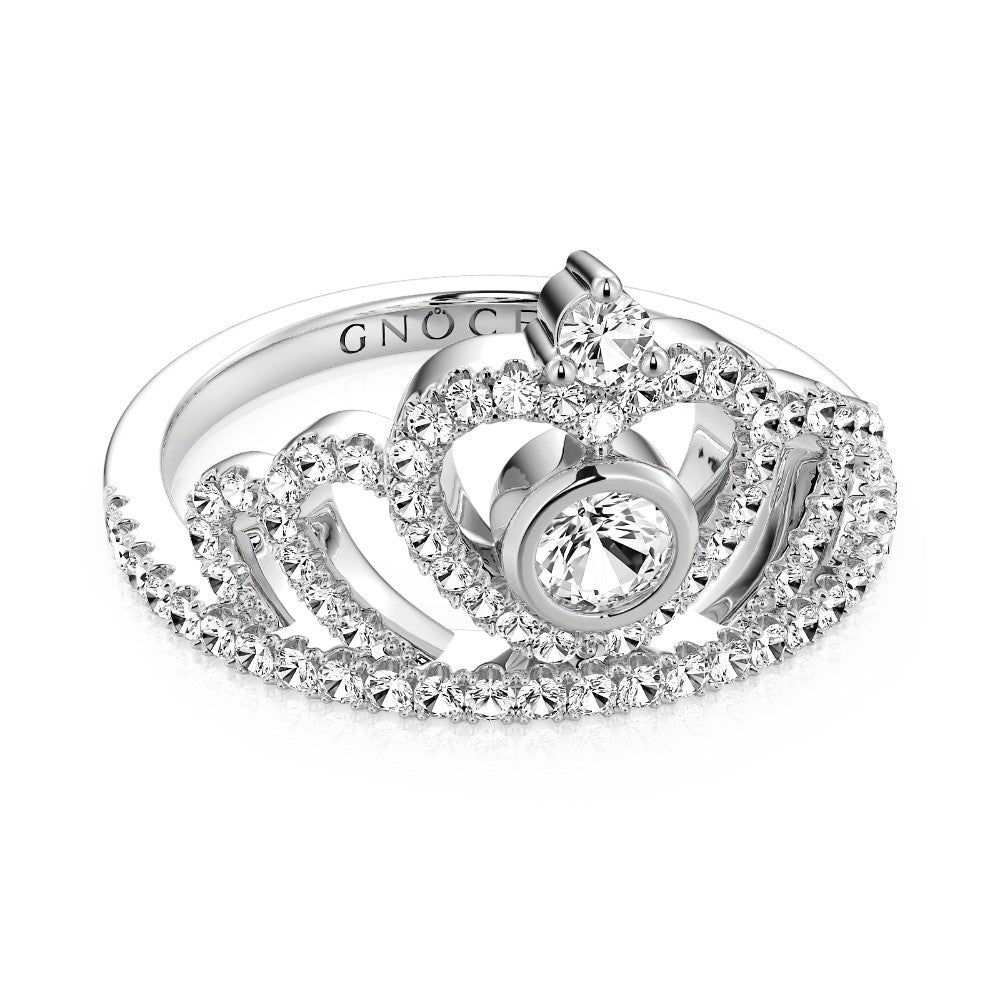Graceful Queen Crown Ring 925 Sterling Silver Inlaid with Clear Gemstones_2