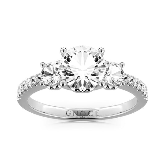 Gnoce Vintage Three Stones Promise Ring Platinum-plated Silver Blend_1