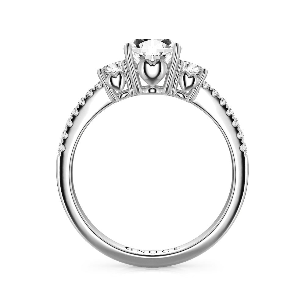 Gnoce Vintage Three Stones Promise Ring Platinum-plated Silver Blend_3