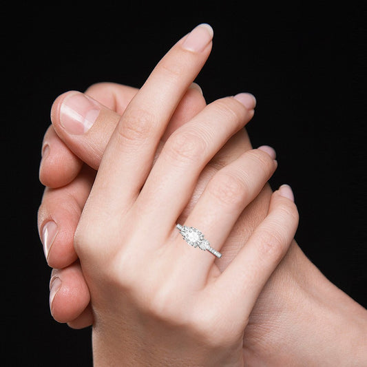 Gnoce Vintage Three Stones Promise Ring Platinum-plated Silver Blend_5