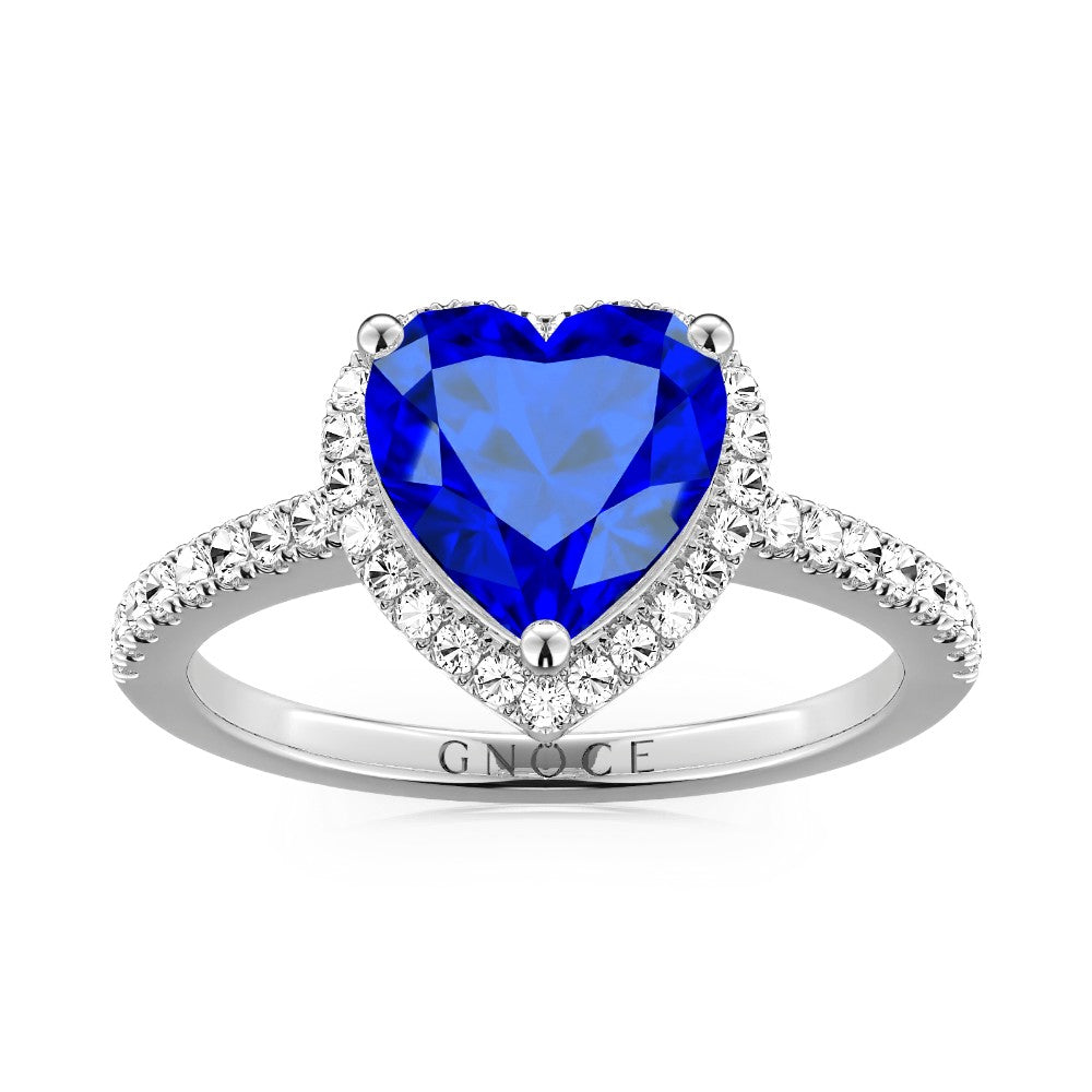 Gnoce Royal Blue Heart-shaped Promise Ring Platinum-plated Silver Blend_1