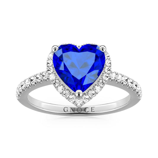 Gnoce Royal Blue Heart-shaped Promise Ring Platinum-plated Silver Blend_1