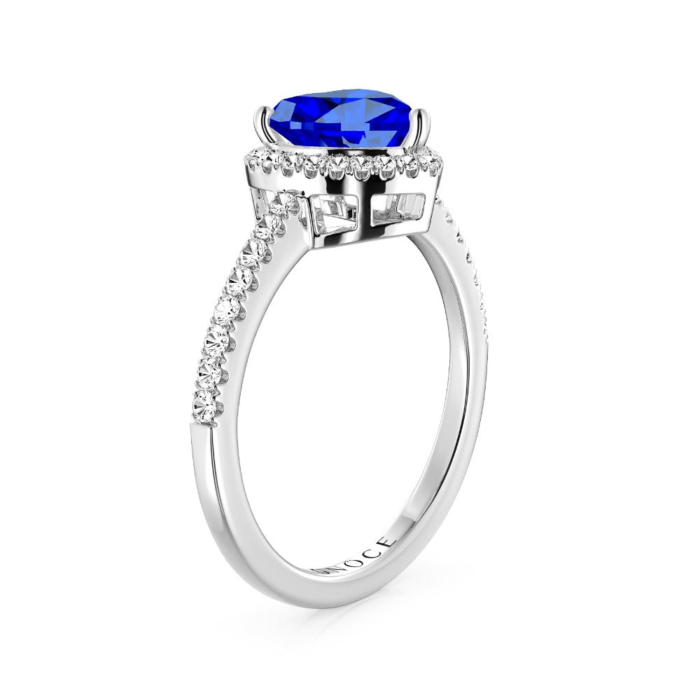 Gnoce Royal Blue Heart-shaped Promise Ring Platinum-plated Silver Blend_2