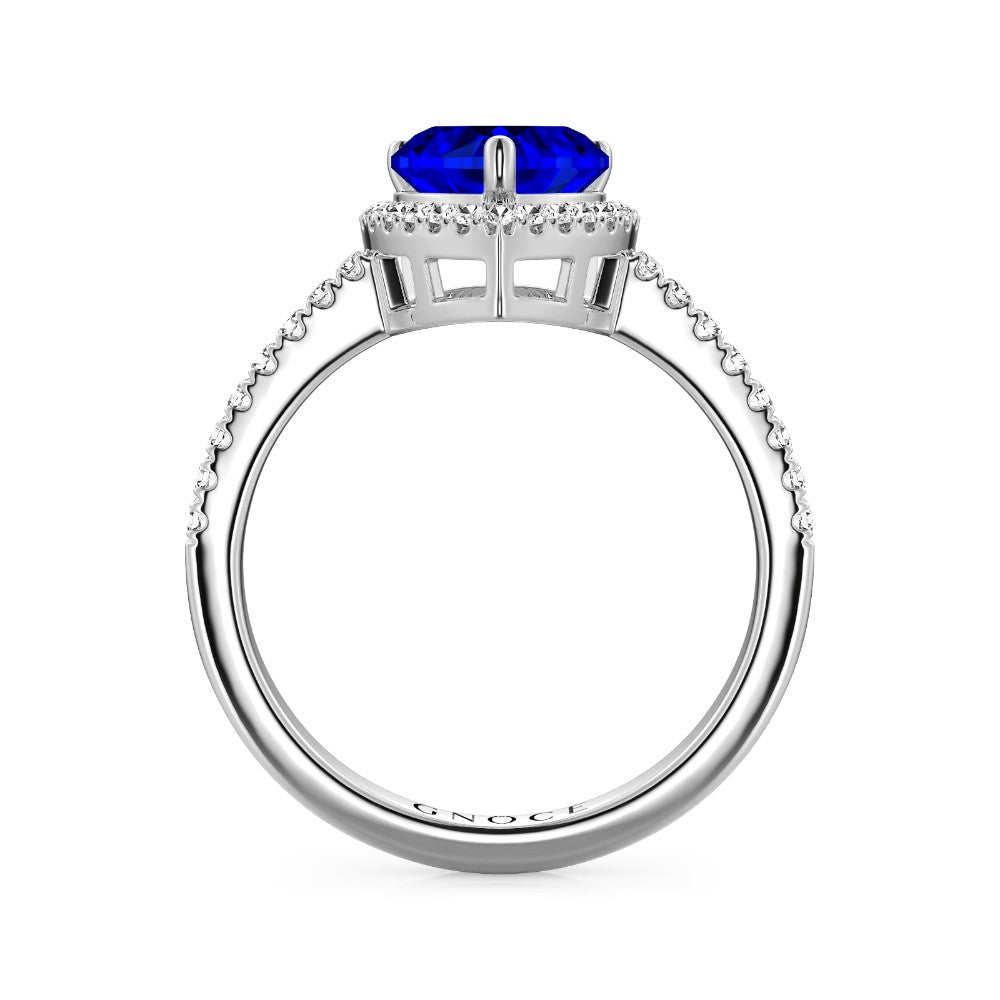 Gnoce Royal Blue Heart-shaped Promise Ring Platinum-plated Silver Blend_3