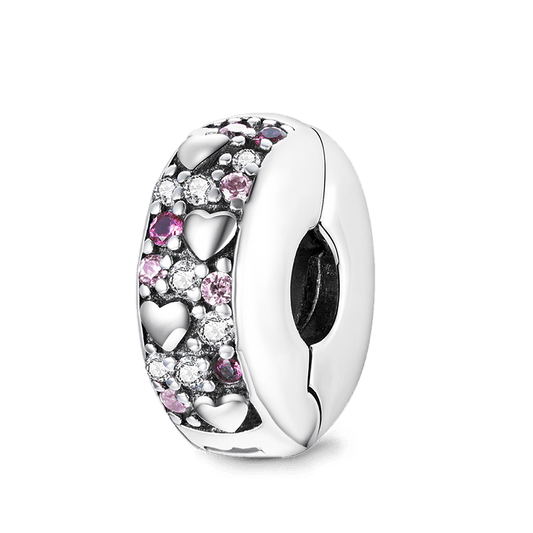 Sparkling Heart Clip Stopper for Charm Bracelets 925 Sterling Silver_1