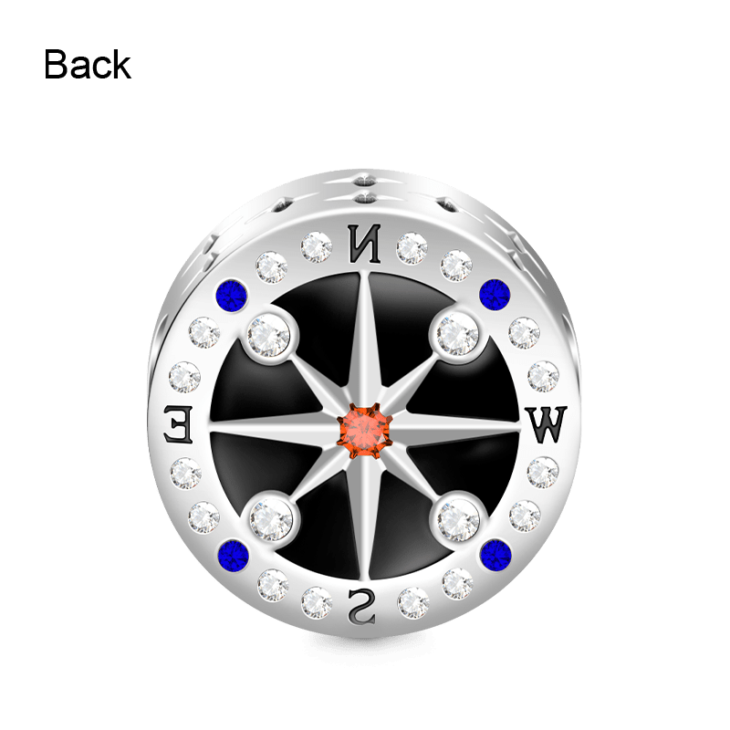Gnoce Mysterious Compass Charm Platinum-plated Silver Blend_3