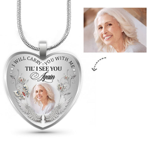 Personalized Photo Heart Pendant Necklace Copper with Platinum Plated Silver_1