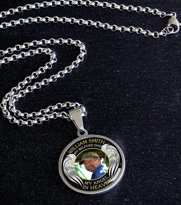 Personalized Memorial Photo Engraved Necklace Copper with Platinum Plated Silver_4