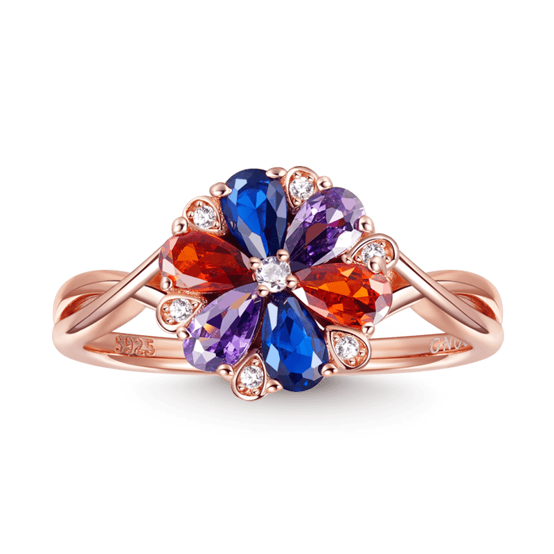 Gnoce Color Flower Gems Fashion Ring_1