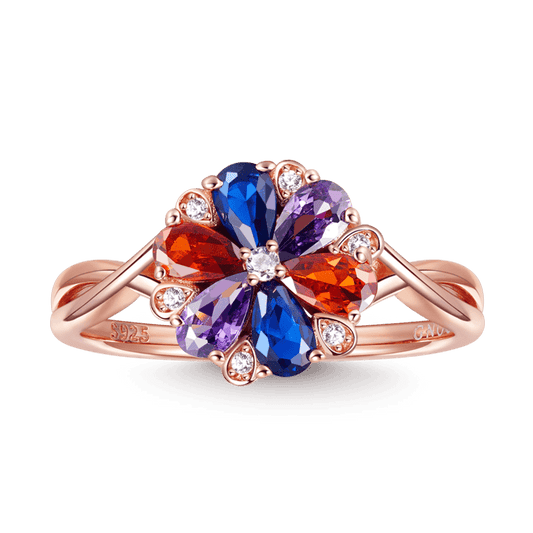 Gnoce Color Flower Gems Fashion Ring_1