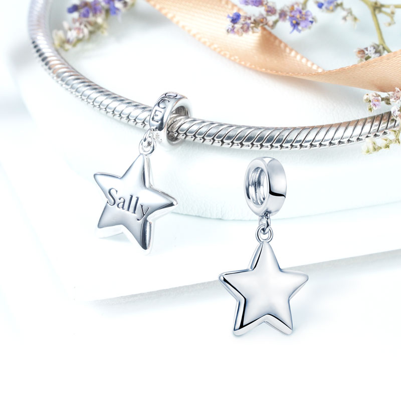 Engravable Star Pendant Dangle Charm 925 Sterling Silver_2