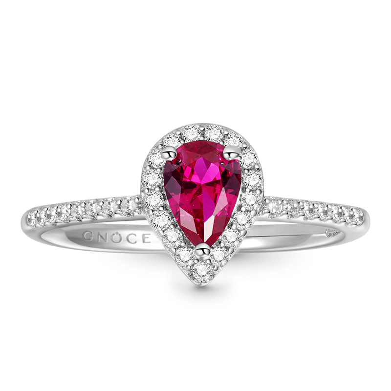 Gnoce Fuxia Teardrop Cut Promise Ring Platinum-plated Silver Blend_1