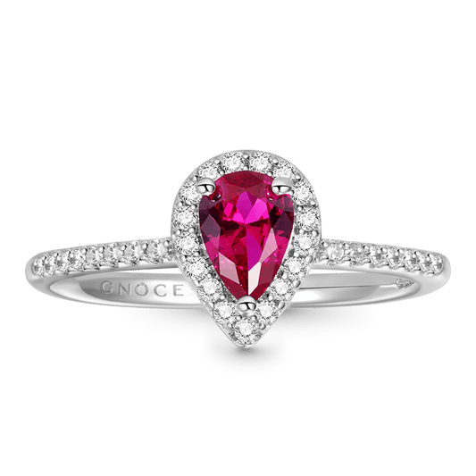 Gnoce Fuxia Teardrop Cut Promise Ring Platinum-plated Silver Blend_1