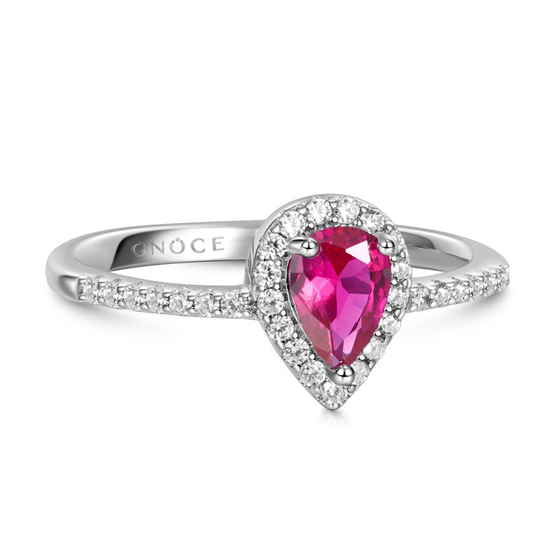 Gnoce Fuxia Teardrop Cut Promise Ring Platinum-plated Silver Blend_2
