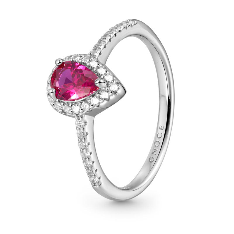 Gnoce Fuxia Teardrop Cut Promise Ring Platinum-plated Silver Blend_3