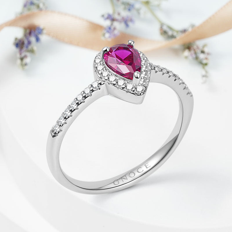Gnoce Fuxia Teardrop Cut Promise Ring Platinum-plated Silver Blend_5