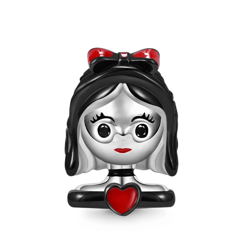 Short Hair Princess Charm Bead 925 Sterling Silver Black Plated_1