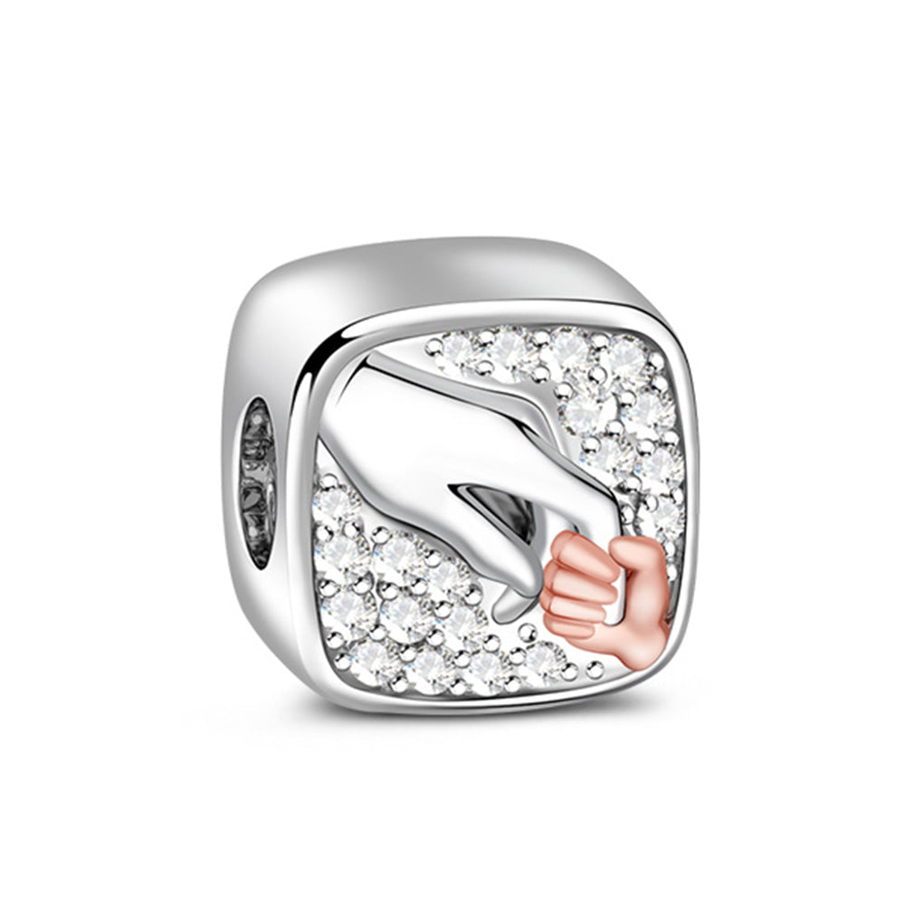 Gnoce "Mom-Child Love Bond" 925 Sterling Silver  Holding Hands Photo Charm_2