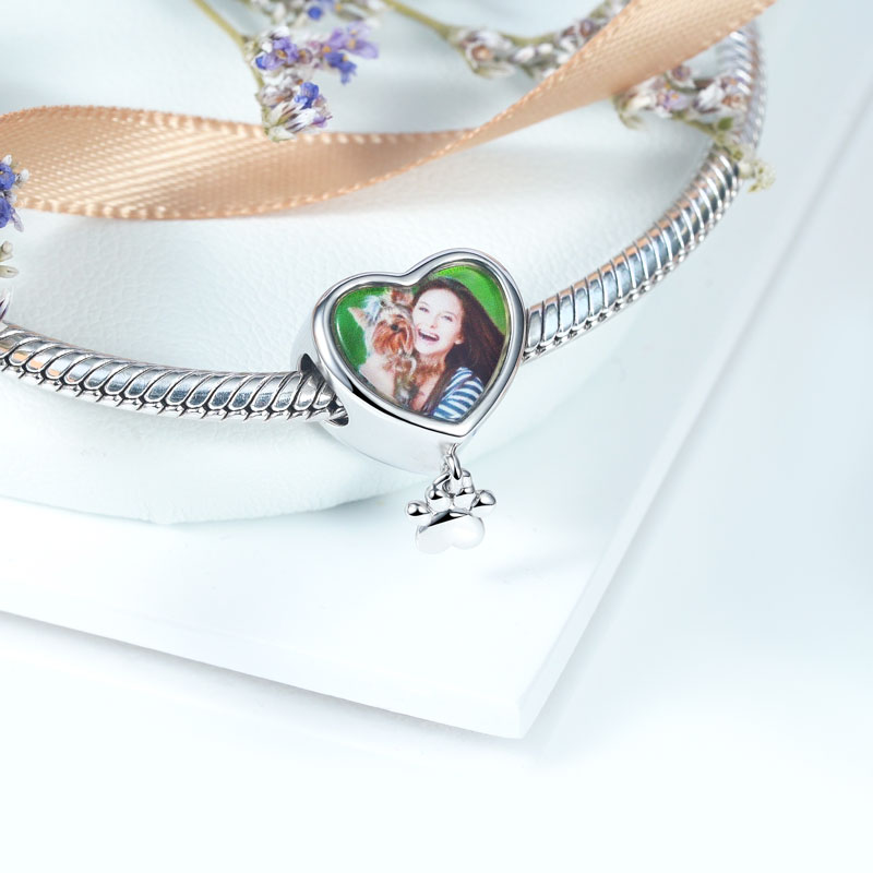 Mom Heart Personalized Photo Charm Bead 925 Sterling Silver_2