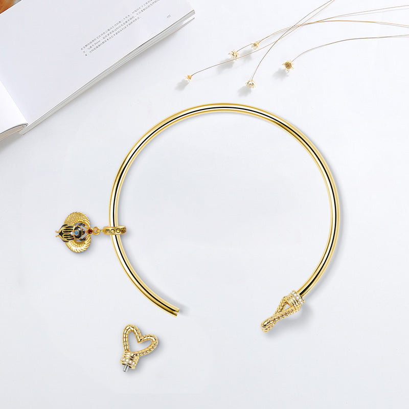 Open Bangle Bracelet with Removable Heart Ends_2