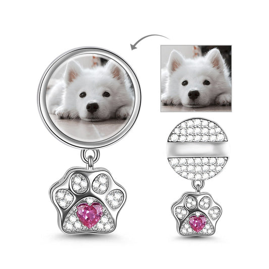 Gnoce Cat Dog Engravable Pet Paw Pendant Platinum-plated Silver Blend_1